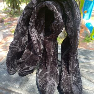 Aldo Black Velvet Thigh High Boots sz6.5